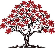 A stylized illustration of a blooming tree with red flowers, ideal for branding, logos, or website design vector