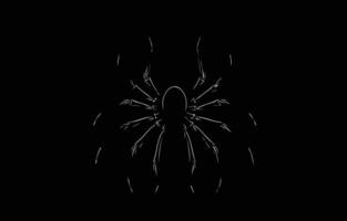 A stark and dramatic silhouette of a spider, capturing its intricate form against a black background vector