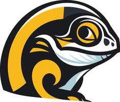 Bold and playful lizard mascot logo design with a tribal twist vector