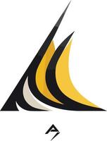Modern and abstract logo design featuring a stylized a letter with bold geometric shapes in black and yellow vector
