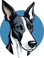 A striking illustration of a black and white dog's head, perfect for branding, logos, and pet-related designs vector