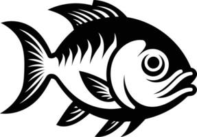 Black and white illustration of a fish, perfect for use in branding, logos, or as a design element vector