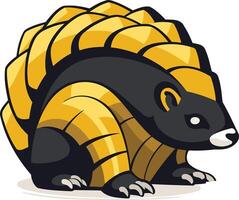 A fierce and stylized cartoon badger with a golden armor shell vector