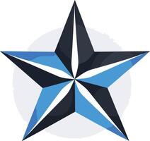 A bold and modern design featuring a blue and black five-pointed star with a white background vector