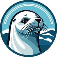 A bold and stylized illustration of a seal's head, perfect for branding or design projects with a marine theme vector