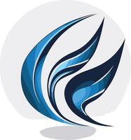 Abstract blue logo design, featuring a stylized, flowing shape reminiscent of wings or flames vector