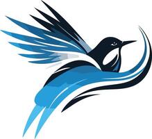 Abstract blue and black bird logo design with stylized wings, perfect for businesses seeking a dynamic and creative brand identity vector