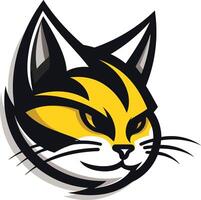 A bold and stylish cat head logo design, perfect for brands that want to convey a sense of playfulness, agility, and intelligence vector