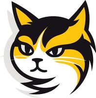 Cool and stylized cat head logo design, perfect for a pet-related business or brand needing a bold and playful mascot vector