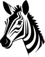 Stylish black and white zebra head illustration, perfect for logos, branding, and design projects vector