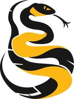A striking logo featuring a stylized snake in black and yellow, perfect for a brand seeking to convey power, speed, and agility vector