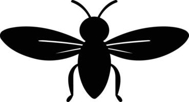 Simple black silhouette of a bee, perfect for creating logos, branding, or icons vector
