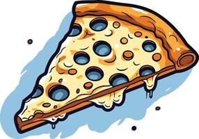 A cartoon slice of pizza with a unique topping of blueberries, perfect for illustrating quirky food concepts or playful food designs vector