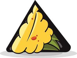 A cute and cartoonish illustration of a triangular onigiri, perfect for food-related designs, branding, or social media content vector