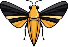 A stylized illustration of a yellow and black insect with large wings, perfect for branding, logos, or design elements vector