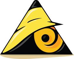 A bold and dynamic logo featuring a stylized eye inside a triangle, conveying themes of vision, power, and vigilance vector