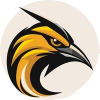 Fierce and dynamic bird mascot logo with black and yellow color scheme vector