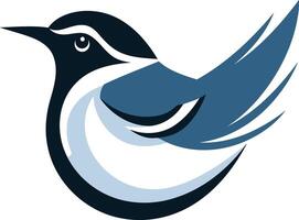 A stylized bluebird logo design with a modern and minimalist aesthetic vector