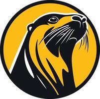 A bold and striking illustration of an otter's head, perfect for logos, branding, and designs related to nature, conservation, or aquatic themes vector