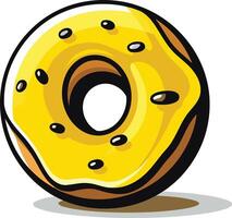 A cartoon style yellow frosted donut with sprinkles, perfect for branding, web design, and social media vector