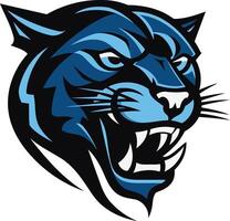 Powerful and fierce blue panther head mascot logo, ideal for sports teams, brands, and organizations seeking a bold and dynamic image vector