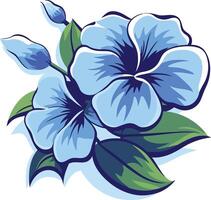 A delicate and elegant blue hibiscus flower with green leaves vector