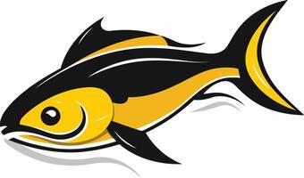 A stylized, cartoon-like yellow and black fish, perfect for branding, logos, or illustrations related to seafood, fishing, or ocean themes vector