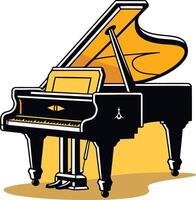 A classic grand piano with a golden lid open, perfect for musical themes, events, or design projects vector