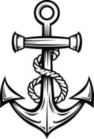 A classic anchor with rope, perfect for nautical-themed designs vector