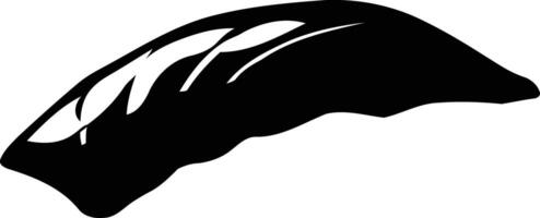 A simple, black and white silhouette of a single sushi nigiri vector