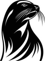 Stylized black and white illustration of a seal's head, perfect for logos, branding, and marine-themed designs vector