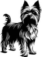 A striking silhouette of a yorkshire terrier, capturing its elegant profile and playful personality vector