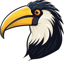 A colorful cartoon illustration of a toucan's head, perfect for adding a touch of tropical flair to your design vector