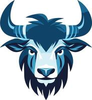 A bold and stylish blue bull head logo, perfect for branding, sports teams, or any company seeking a powerful and confident image vector