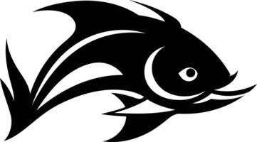 A bold, stylized silhouette of a fish leaping through the air vector