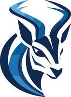 Abstract deer head logo with blue and white color scheme vector