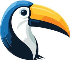 A colorful and playful toucan head logo design, perfect for businesses seeking a unique and memorable brand identity vector