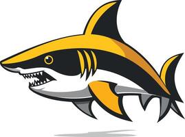 A fierce and stylized shark mascot in yellow and black, perfect for a sports team, company logo, or any project needing a strong and powerful image vector