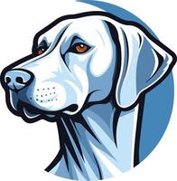 A close-up portrait of a majestic white german shorthaired pointer, capturing its intelligent and loyal gaze vector