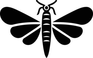 Simple black and white illustration of a moth with a minimalist style, perfect for design projects and branding vector