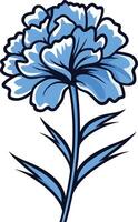 A single, elegant blue carnation flower, perfect for adding a touch of delicate beauty to your designs vector