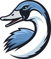 A cartoon illustration of a blue and white goose head, perfect for creating logos, branding, or mascots vector