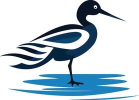 Stylized silhouette of a wading bird in blue tones, perfect for nature-themed logos, branding, and designs vector