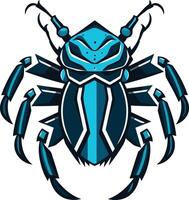 A futuristic, stylized beetle design in blue and black vector