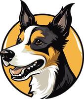 A friendly and energetic border collie with a happy smile, perfect for dog-related brands, websites, or social media vector