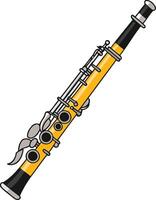 A bright yellow clarinet with intricate detailing, perfect for musical projects, educational resources, and creative designs vector