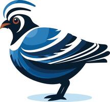 A stylized blue quail with white stripes, perfect for branding or illustration projects vector