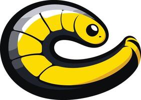 Cute cartoon worm with a friendly face, curled in a c shape vector