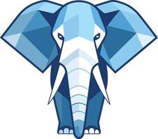 A bold and abstract geometric elephant logo in blue and white, perfect for businesses seeking a strong, reliable, and modern identity vector
