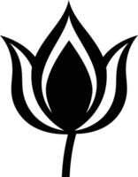 Simple and elegant black and white tulip icon vector